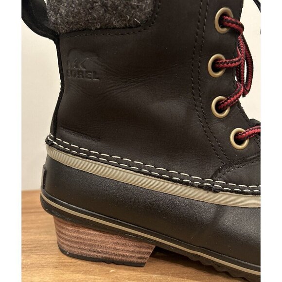 SOREL Womens Slimpack Lace II Boot Size 6 Black NL2348-010 Snow Winter Duck Boot - Picture 2 of 5